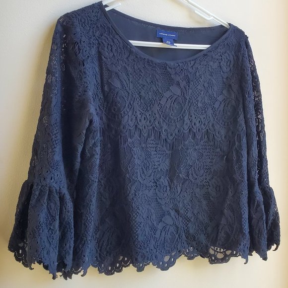 Adrienne Vittadini Tops - Adrienne Vittadini Black Spanish Lace Blouse Size Small
